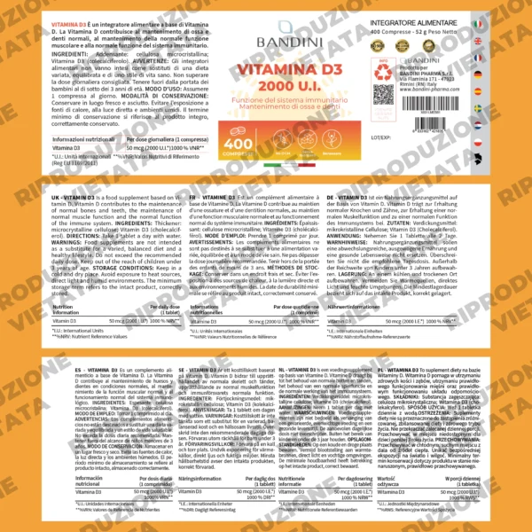 Integratore di Vitamina D3 2000 U.I